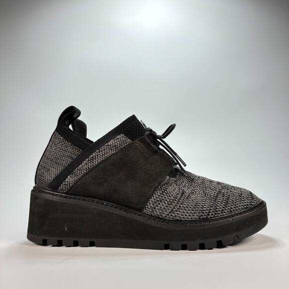 Eileen Fisher Wilson Black Gray High Top Wedge Sneakers Shoes Women's Size 6.5 - Picture 1 of 10